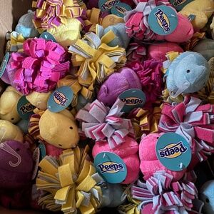 25 Pack Bulk Peeps Chick Fleece Ball Toy for Dogs Blue Purple Pink Yellow NEW